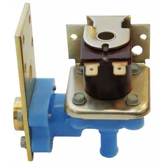Replacement inlet water valve for SCOTSMAN ice machines. Controls water flow into the machine to support ice production. Used in commercial ice machine maintenance and repair.