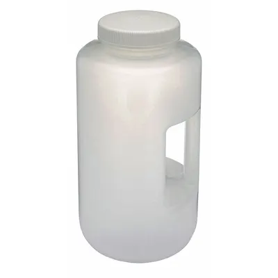 GLOBE SCIENTIFIC Sampling Bottle: Polypropylene, 4 L, 1.05 gal, Closure Included, Natural - Polypropylene Wide Mouth Round Lab Bottles