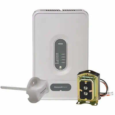HONEYWELL HOME Control Kit: 13 3/8 in H, 8 in W, 4 Zones, Gray, 2 Cool/3 Heat - Zoning Controls