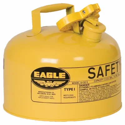 EAGLE UI25SY Type I Diesel Safety Can, 2 1/2 gal, Powder Coated Steel, Yellow - Diesel Safety Cans