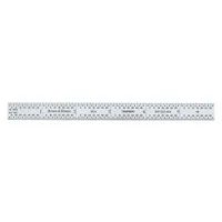 6-inch SAE steel ruler with fractional graduations of 1/64 inch. Chrome finish with black etched markings. Flexible blade 0.02 inch thick. Suitable for precision linear measurement and layout work on flat or curved surfaces