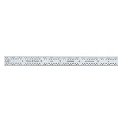 6-inch SAE steel ruler with fractional graduations of 1/64 inch. Chrome finish with black etched markings. Flexible blade 0.02 inch thick. Suitable for precision linear measurement and layout work on flat or curved surfaces.