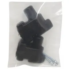 Resin fence connector for use with GROSFILLEX patio fence systems. Black color. Provides a weather-resistant connection for securing fence panels in outdoor settings.