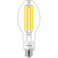 This PHILIPS LED lamp features an ED23-1/2 shape with a Medium Screw (E26) base, operating at 25 watts and 5000K color temperature. It is designed for use in industrial and commercial lighting fixtures such as warehouses, parking lots, and high-bay applications where energy-efficient LED retrofitting is required.