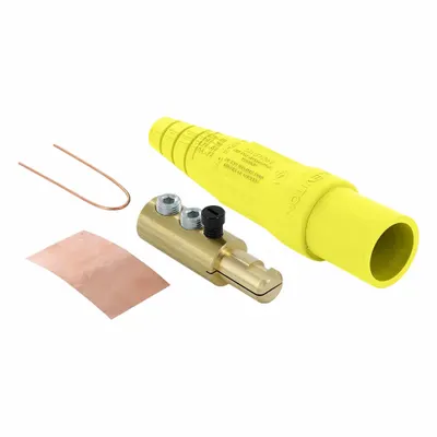 LEVITON Single Pole Inline: Male, Yellow, 600V AC/600V DC, 400 A, Double Set Screw Termination - Plugs with Set Screw Terminations