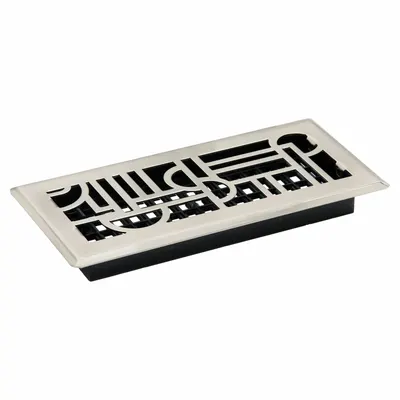 DECOR GRATES Floor Register: Floor, 11 1/2 in H, 5 1/2 in W, Decorative, Brushed, Nickel - Floor Registers
