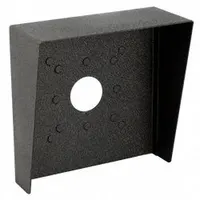This cover housing is designed for gate operator access control devices, accommodating card readers, entry/exit buttons, intercoms, and keypads. Constructed from powder-coated carbon steel in black, it provides protection for access control components in outdoor or industrial environments