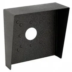 This cover housing is designed for gate operator access control devices, accommodating card readers, entry/exit buttons, intercoms, and keypads. Constructed from powder-coated carbon steel in black, it provides protection for access control components in outdoor or industrial environments.