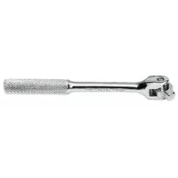 This 24-inch flex-head breaker bar features a 1/2-inch drive and is constructed from alloy steel with a chrome finish. The knurled grip provides secure handling during high-torque applications. The flex head allows access in confined spaces where a straight handle cannot fit. Suitable for loosening stubborn fasteners in automotive and industrial maintenance tasks
