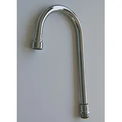 This SPEAKMAN gooseneck spout is made of brass with a chrome finish and features a swivel design for flexible positioning. It includes a 6-inch gooseneck and lockwasher, delivering a 1.5 gpm aerated/laminar flow suitable for commercial or industrial sinks in labs, kitchens, or wash stations.