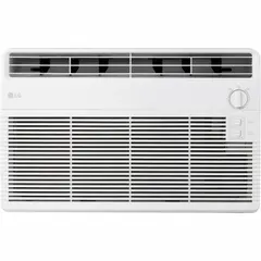 Residential-grade window air conditioner for cooling only. Operates at 5,000 BtuH on 115V AC with a NEMA 5-15P plug. Features a Combined Energy Efficiency Ratio (CEER) of 11.5 and includes a remote control. Suitable for small rooms such as bedrooms or home offices.