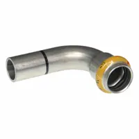 This APOLLO SmartPress fitting is a gas-rated stainless steel press pipe fitting with a 1-inch pipe size and Press-fit x FTG connection. It uses an HNBR seal for leak-resistant joints in natural gas or propane piping systems. Suitable for commercial and industrial gas applications