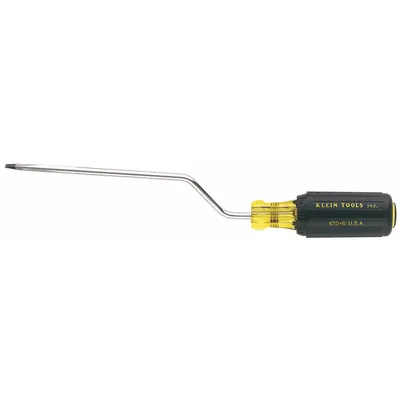 KLEIN TOOLS Offset Slotted Screwdriver: Steel, 3/16 in Tip Size, Long Lg - Offset Slotted Screwdrivers