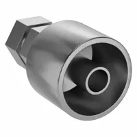 Carbon steel straight crimp fitting with O-Ring Seal (ORS) connection. Female x male gender, 1"-14 thread size, for -10 hose dash size. Used in hydraulic systems to connect hose ends to ORS ports, providing a leak-resistant seal in fluid power applications