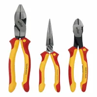 Plier and Cutter Set: Insulated, ESD-Safe, 2 Pliers, Std Cushion Grip, Manual, Tray (MPN 32960)
