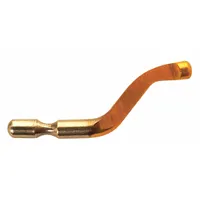 High-speed steel, left-hand deburring blade with trade number B10PL. Designed for general-purpose edge removal and finishing of plastic materials. Suitable for use in industrial machining, fabrication, and assembly operations