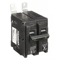 The Siemens B235 is a 35 A, 2-pole miniature circuit breaker from the BL Series, rated for 120/240V AC single-phase service. It features a bolt-on design for use with Siemens P1 panelboards and a maximum AIR rating of 10 kA at 120/240V AC. Suitable for overcurrent protection in residential and light commercial distribution panels