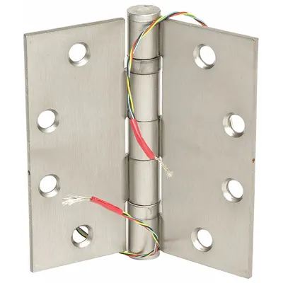 HAGER Electrified Hinge: Brass, 4 1/2 in Leaf Ht - Electrified Butt Hinges
