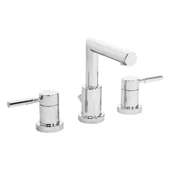 Widespread handle bathroom faucet from the Neo series. Constructed of brass with a polished chrome finish. Flow rate of 1.2 gpm. Suitable for lavatory sinks in residential and commercial settings.