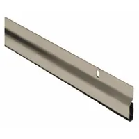 This metal leaf weatherstripping features a stainless steel flange and a neoprene insert. It measures 7 ft in length, 1 1/8 in width, and 1 5/16 in height. Used to seal gaps around doors to block drafts, dust, and moisture in commercial and industrial settings