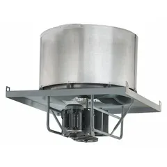 This belt-drive axial upblast roof exhaust fan is designed for clean-air applications, delivering 10,668 cfm with a 30-inch blade. It features a single-speed, TEFC 1 hp motor rated for 230/460V AC three-phase operation. Suitable for removing heat, smoke, or fumes from industrial and commercial buildings, its upblast discharge directs exhaust upward away from the roof surface.