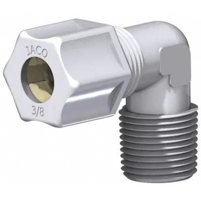 JACO Male Elbow Compression Connector: 3/8 in OD x 3/8 in MNPT, 220 psi - Acetal Copolymer Tube Fittings