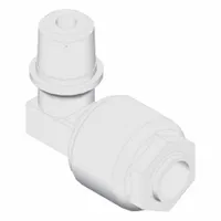 PFA compression x NPT adapter for connecting 3/8 in OD tubing to 1/4 in NPT threaded ports. Used in fluid systems requiring corrosion resistance and purity. RoHS_6 and RoHS_10 compliant
