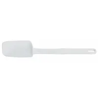 This spoonula combines the functions of a spoon and spatula for commercial food preparation. It features a 3 in wide thermoplastic blade and a polypropylene handle. NSF Certified. Not dishwasher safe