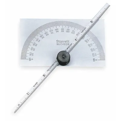 STARRETT Manual-Reading Protractor: 6 in Blade Lg, 0°to 180°, 1° Graduations, +/-0.5° Accuracy - Manual-Reading Protractors