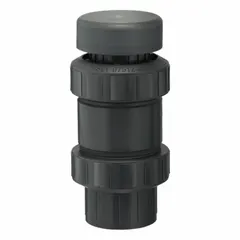 This atmospheric vacuum breaker prevents back-siphonage in water lines, protecting potable water supplies. Constructed from unfinished PVC with a 3 in FNPT connection, it operates within a temperature range of 36°F to 140°F. Suitable for use in industrial piping systems where PVC is specified.