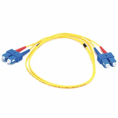 MONOPRICE Fiber Optic Patch Cord: Single Mode, 1 m Lg, SC End 1, SC End 2, Yellow - Single-Mode Fiber Optic Patch Cords