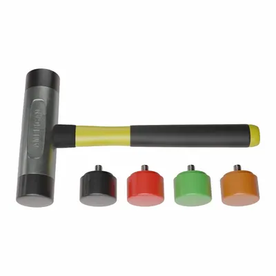 AMERICAN Replaceable Tip Hammer: Urethane, 1 1/2 lb Head Wt, 1 1/2 in Tip Dia, 11 1/2 in Overall Lg - Rubber-Tip Hammers