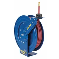 Spring Return Hose Reel: 50 ft (1/4 in I.D.), 1/4 in FNPT, 300 psi Max Op Pressure, Brass, Blue (MPN EZ-P-LP-150)