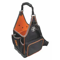 KLEIN TOOLS Tool Tote: 8 3/4 in W x 8 3/4 in D x 10 in H, Black, Polyester, 20 Pockets, Polyester (MPN 554158-14)