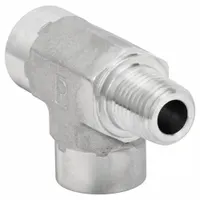 Hydraulic Hose Adapter: 1/4 in x 1/4 in x 1/4 in Fitting Size, Female x Female x Male, Rigid, Tee (MPN 1/4 MRO-SS)