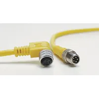 Cordset: M8 Male Right Angle X Bare Wire, 3 Pins, Yellow, PVC, 5 m Cable Lg, 24 AWG Wire Size (MPN 403007A10M050)