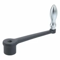 Cast-iron straight crank handle with a revolving steel grip. Bore diameter 10 mm, handle length 125 mm. Used for manual valve actuation, machine adjustment, and handwheel control in industrial machinery