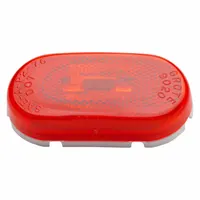 Incandescent oval clearance light with red lens and bracket mount. Features blunt cut wires for direct wiring. SAE Lens Code A rated. Used on trucks, trailers, and heavy equipment for side or rear identification lighting