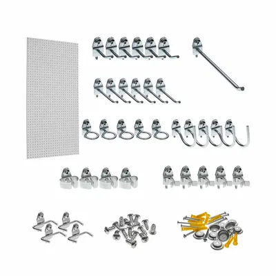 TRITON PRODUCTS Pegboard Panel Kit: Round, 1/4 in Peg Hole Size, 48 in x 24 in x 1/4 in - Round-Hole Pegboard Panel & Accessory Kits