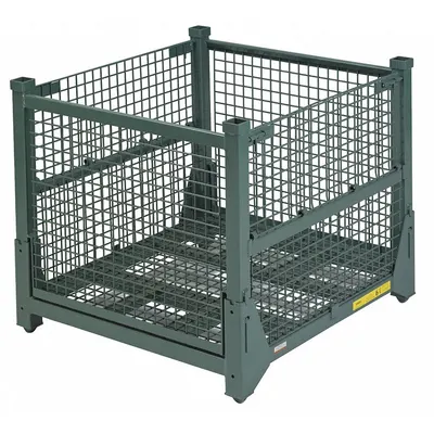STEEL KING Collapsible Bulk Container: 18.4 cu ft, 45 in x 48 in x 42 in, Lid Not Included - Collapsible Wire Bulk Containers