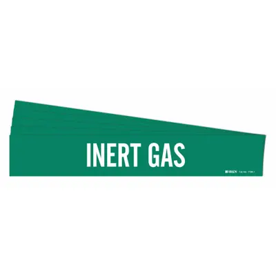 BRADY Pipe Marker: Inert Gas, Green, White, Fits 2 1/2 to 7 7/8 in Pipe O.D. - Inert Gas Adhesive Pipe Markers