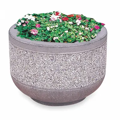 WAUSAU TILE Planter Bollard: Circle, Gray, 17 in Overall Ht, Round Shape - Round Planter Bollards