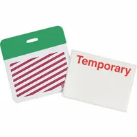 Card Clip On Badge: Temporary, Vinyl, White, 2 in Card Ht, 3 in Card Wd, 500 PK (MPN 95671)