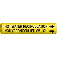 Pipe Marker: Hot Water Recirculation, Yellow, Black, Fits 4 to 6 in Pipe O.D., 1 Pipe Markers (MPN 4080-D)