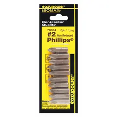 Power Bit, #2 Phillips (PH2), Hex Shank, Imperial, 10-Pack