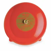 This fire alarm bell from EDWARDS SIGNALING operates at 24V DC and produces a bell sound for audible notification. It has a red finish and measures 6 inches in overall width with a 3 3/8 inch overall depth. Suitable for use in commercial and industrial fire safety systems to provide clear emergency signaling