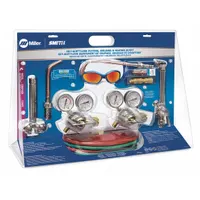 This gas welding outfit from SMITH EQUIPMENT is configured for acetylene service and includes a regulator with a CGA 300 fuel connection. It is used for cutting, heating, and welding applications in metal fabrication, repair, and maintenance tasks