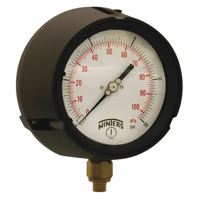 WINTERS PPC5081-G-SG Vibration-Resistant Process Pressure Gauge - Vibration-Resistant Brass/Bronze Wetted Parts & Plastic Casing