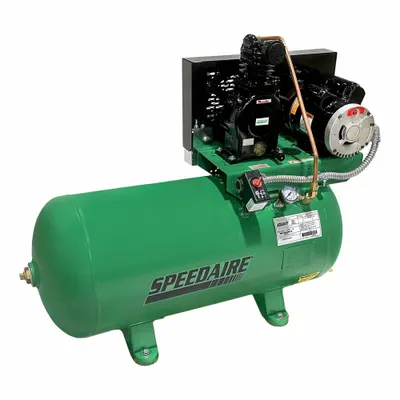 SPEEDAIRE Electric Air Compressor: 1 hp, 1 Stage, Horizontal, 30 gal, 3.4 cfm, 90 psi - Climate Control Stationary Electric Air Compressors
