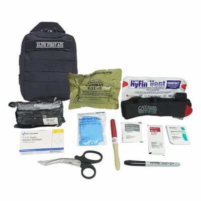 ELITE FIRST AID Trauma Kit: Plastic Bag, 1 People Served, 33 Components - Bleeding Control Kits